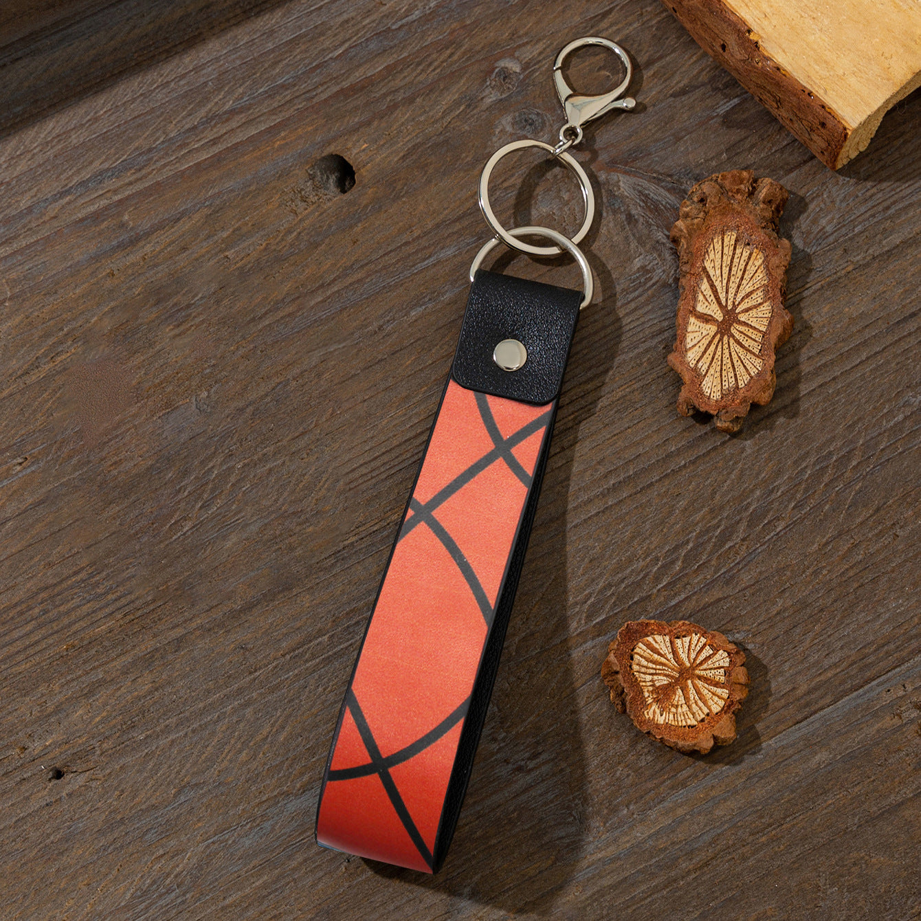 Wholesale Sports Style Rugby, Football, Basketball Pattern, Oil Edged Leather Keychain
